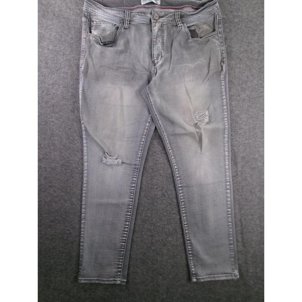 Indigo Wisdom Jeans Meds 36X30 Black Slim Tapered Distressed Ripped Faded Grunge